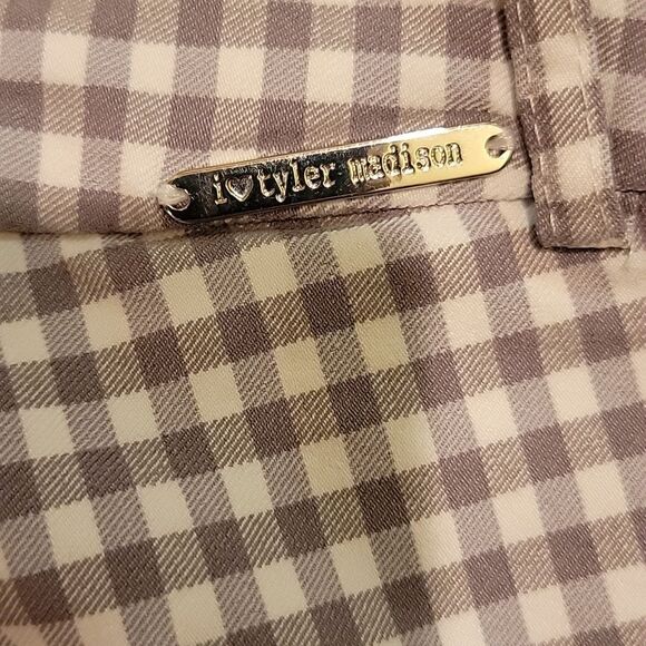 I love Tyler Madison beige houndstooth skinny capri pants sz med - Picture 6 of 12